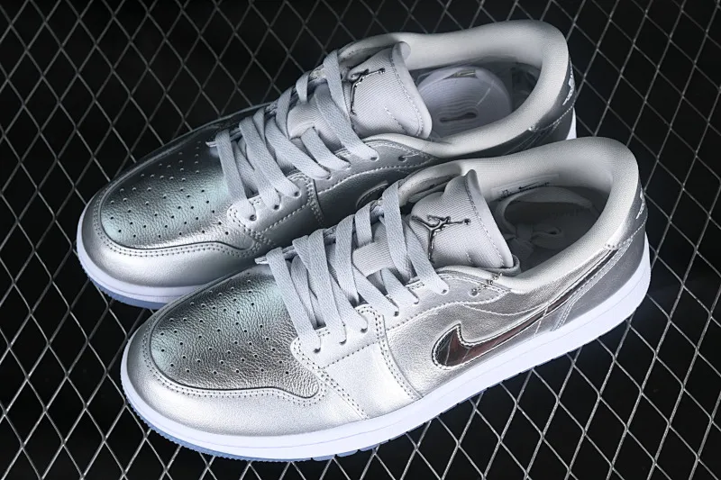 All categories Air Jordan Jordan series basketball shoes Air Jordan 1 Low G version pure original Air Jordan 1 Low Golf AJ1 Joe 1 new golf version liquid silver FD6848-001